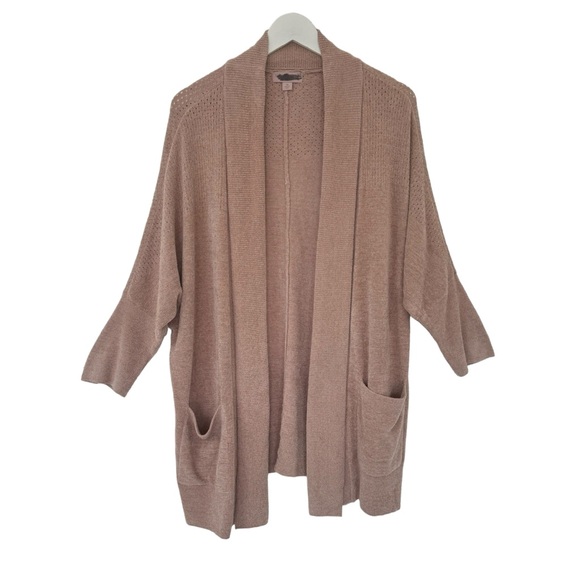 Barefoot Dreams Cardigan 1X CozyChic Ultra Lite Pointelle Cardi Pink Clay New - Picture 1 of 12